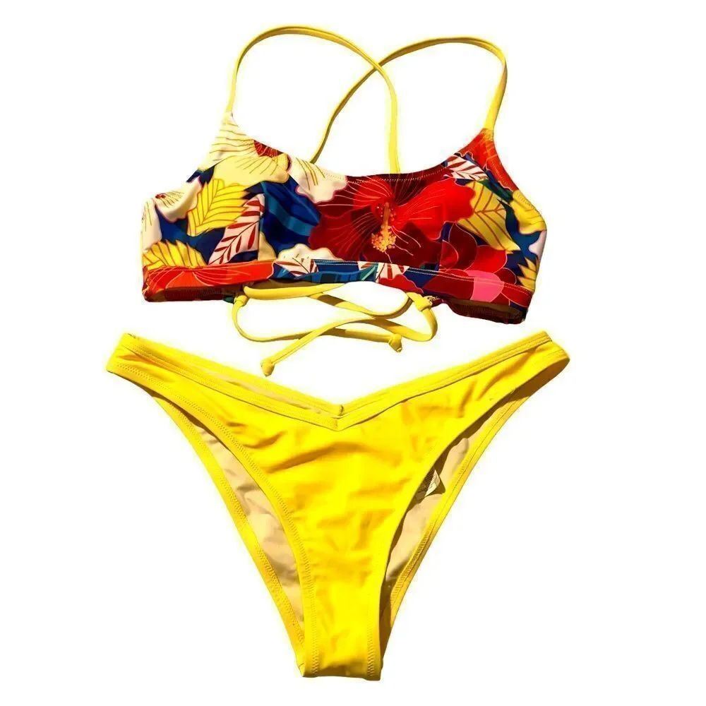 Cupshe Red Yellow 2-Pc Bikini Set SMALL